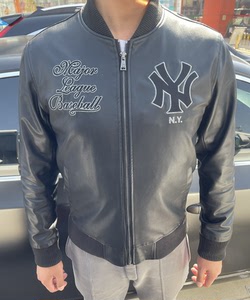 mlb洋基队棒球服皮衣外套夹克版型很正皮质很软l码石家庄勒泰
