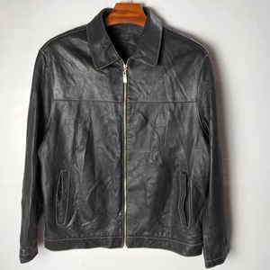 批发古着vintag品牌金狐狸二手时尚潮流牛羊真皮男士皮衣