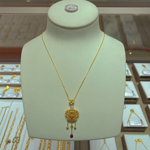 六福珠宝专柜正品网红爆款足金999珐琅彩皇冠黄金项链毛衣链