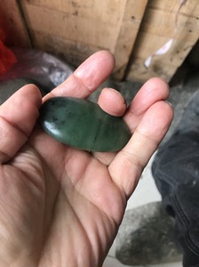 全新50克新疆和田玉沙栆青碧玉籽料原石手把件