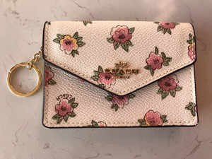 Coach 蔻驰 女士白色花朵皮质零钱包 京东奢侈品