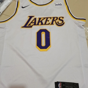 湖人0号尼克杨白色黄色球衣 cu面料刺绣城市球迷版篮球服 尺