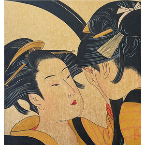 李嘉儒手绘工笔画日式浮世绘人物书房会所酒店玄关壁画挂画