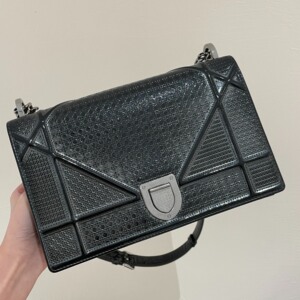 dior迪奥 rama 枪银灰 深灰色盾牌包 链条包 漆皮款