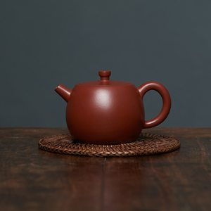 圆铎壶原矿大红袍220cc匠人谭俊老师手工制宜兴紫砂壶球孔出水