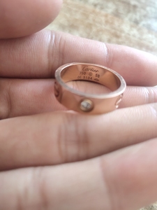 000人付款淘宝卡地亚cartier男士750玫瑰金love单钻戒指60号好tb