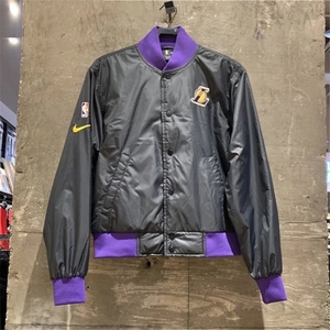 断码处理 耐克nba洛杉矶湖人队篮球训练立领棒球棉服夹克外套