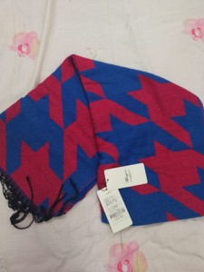 麦诺伊全新带包装大千岛格围巾，粉蓝色，均码，长180厘米，宽