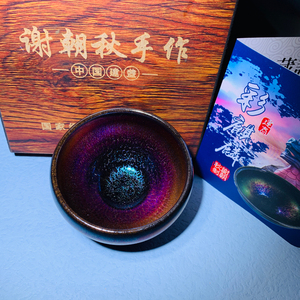 谢朝秋七彩麒麟建盏 建阳建盏主人杯茶杯礼品