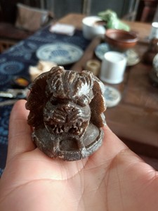 民俗老物件民国时期地方石料莱州玉滑石雕刻狮子，明显使用磨损，