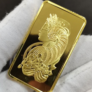 瑞士银行女神金条纪念币1盎司异形金币外币收藏方形镀金块