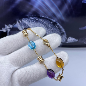 宝格丽18k黄金彩宝手链 托帕石 紫水晶 无附件 96新 公