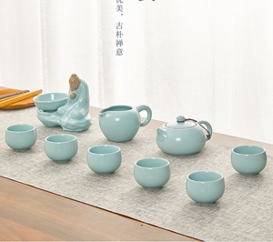 全新 恒缘汝窑茶壶套装家用茶壶开片可养茶具