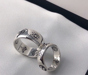 出 gucci古家驰纯银爱无畏花鸟情侣对戒情人节戒指