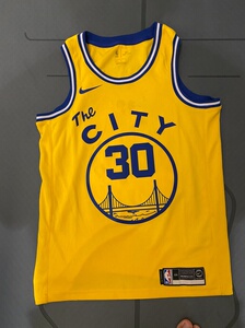 库里复古 电车 勇士队球衣 黄 正品耐克sw球衣