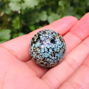 新鲜出炉7515原矿绿松石唐三彩苹果珠,直径24mm,对孔22m