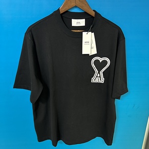 男士服装短袖刺绣ami纯棉t恤m码明星同款大爱心潮牌桃心a宽