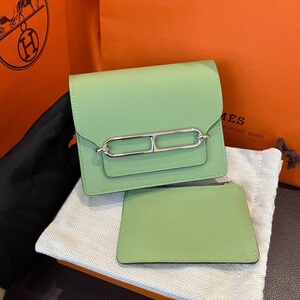 爱马仕 hermes roulis slim牛油果绿z刻,银