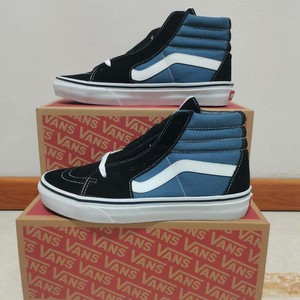 万斯 sk8海军蓝高帮帆布鞋 硫化底 icc钢印 男女同款滑