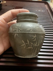 个人收藏多年回流清代大师林克瑞锡罐，老物件包浆自然，年代遗留