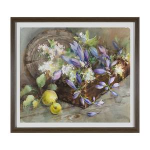 已装裱 拉萨耶娃·М·Е《龙胆花与水果》限量版画32*35cm