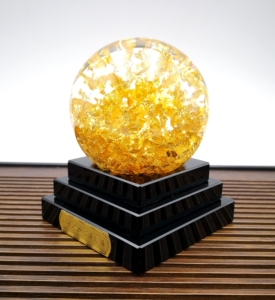 水晶球 珠宝公司礼品尾单 金箔转运水晶球风水摆件 送礼自用