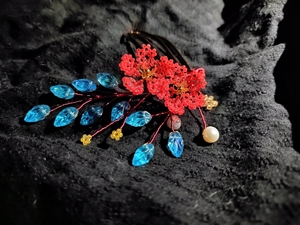 原创缠花编珠辑珠花汉服配饰发饰古装发簪"江上晓".(手机拍的