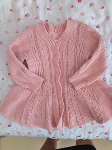 儿童针织开衫小毛衣，淡粉色，80码，实体店丽家宝贝购买，很新