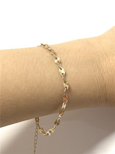 珠宝首饰08年老凤祥18k彩金三色金手链有金标au750