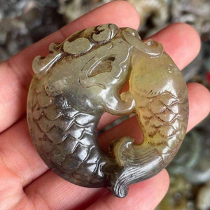 00焱贰0854淘宝[贰]34725 旧藏高古玉 良渚玉器 双鱼玉佩挂件 古玩