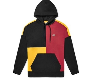 vans卫衣男连帽黄红撞色拼接印花秋季情侣款套头衫