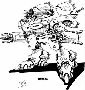 t05机甲手绘线稿马克笔上色临摹素材 非高达,非万代