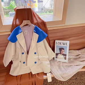 路卡西秋季新款女童韩版风衣   现货120.130.140码