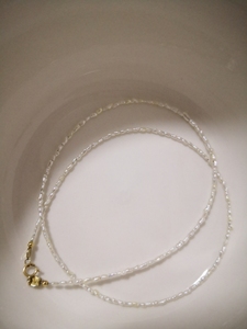 天然海水1-2mm白亮无核珍珠凯西keshi项链,固定链子被