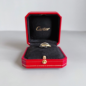 cartier卡地亚trinity18k三色黑陶瓷三环戒指