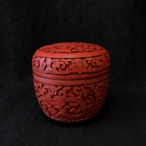 日本回流 铜胎大漆堆朱 剔红雕漆 茶枣 香盒 高级茶道 香道