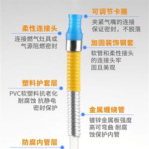 波纹燃气管家用软管加长管钢丝液化气灶带天然气煤气接头橡胶管