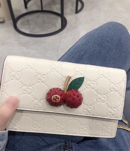 gucci白色樱桃包夏日限定绝版古驰