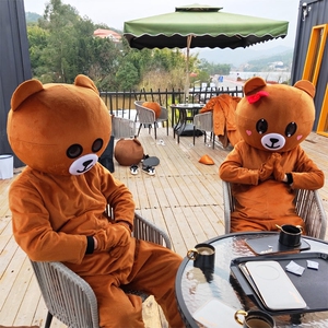 全新包邮网红熊皮卡丘人偶服布朗熊卡通演出派单搞笑玩偶服抖音熊