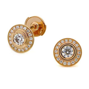 9新]cartier卡地亚玫瑰金飞碟群镶钻石女士耳钉耳环