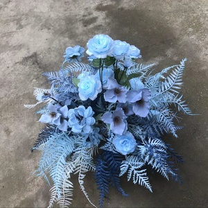 出租户外浅蓝色婚庆花艺仿真花婚礼现场布置排花路引花背景舞台迎