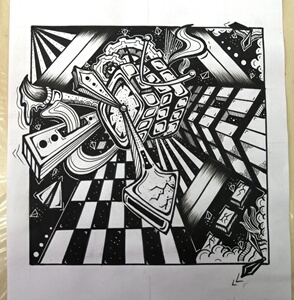 平面构成 点线面构成 放射 重复 相似 变异 黑白装饰画 尺