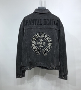 克罗心chrome hearts马蹄梵文重工刺绣牛仔外套.
