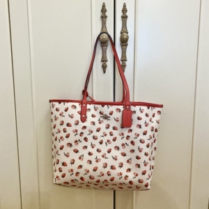 coach蔻驰红色草莓樱桃限定双面子母托特包
