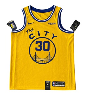库里 勇士队黄电车复古球衣  正品nike耐克  sw球迷版