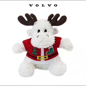 麋鹿毛绒玩偶-暖暖（白色）+麋鹿毛衣-圣诞红