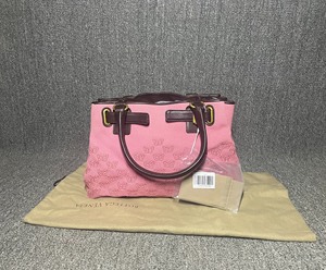 bv 宝缇嘉粉色蝴蝶帆布刺绣单肩包手提包 96新 尺寸30