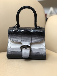 [即刻拍][99新]德尔沃delvaux黑白鳄鱼皮限量女士birlllantdve08