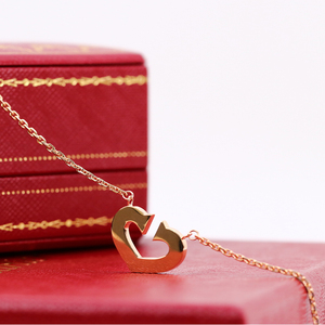 【95新】卡地亚/cartier 女士 玫瑰金开口爱心项链锁骨链 公价1w7