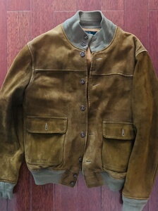 rl拉夫劳伦rrl飞行机车猎装翻毛皮a1夹克皮衣上衣外套po